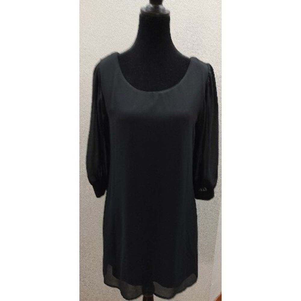 Want and Need 3/4 Sleeves Lattice Back Black Dress Size medium A11